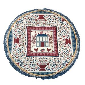 Vintage House Rooster Cat Floral Lace Embroidery Hoop Wall Art Home